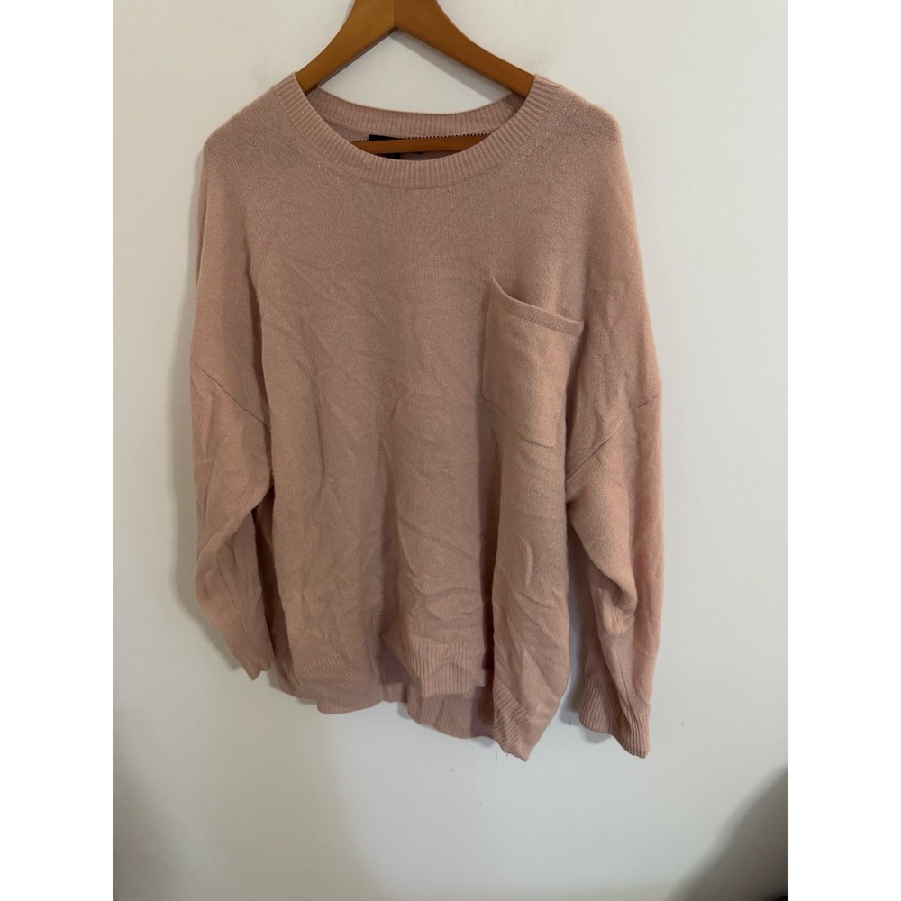 Banana Republic Womens Pink 100% Cashmere Oversized Pocket Crewneck Sweater L - Picture 3 of 6